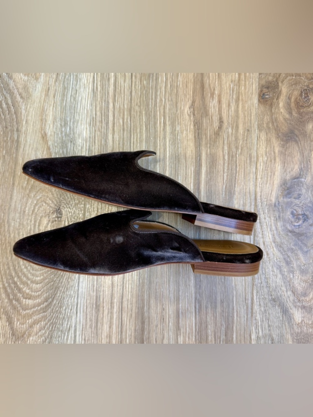 Le Monde Beryl Brown Velvet Mule Flats Pointed Toe Size 38 Made in Italy - Picture 4 of 7